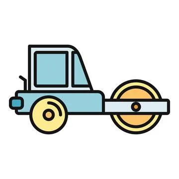 Road roller vehicle working on construction and paving 库存插图