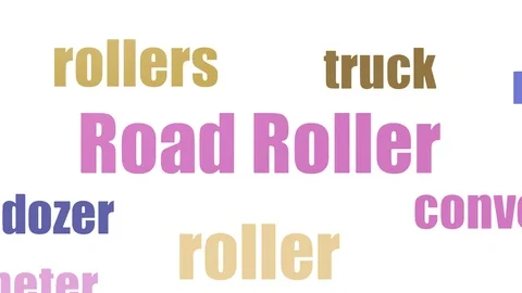 Road Roller Word Cloud Animated Isolated Video stock 107234777