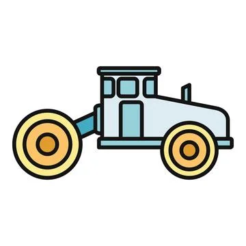 Road roller working line icon cartoon vector 스톡 일러스트