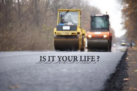 Road rollers during asphalt compaction works Stock Photos