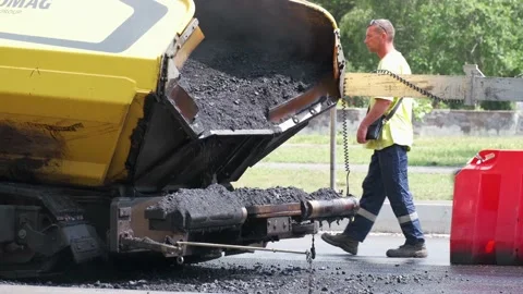 Road rollers working on city street. industrial machinery on road construction Video stock 133107744