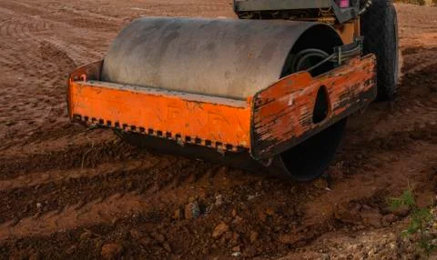 Road rollers working on the new roads construction site. Heavy duty machinery Stock Photos