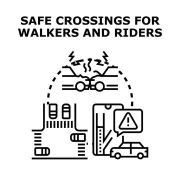 Road safety avoiding alert system accidents Stock Illustration