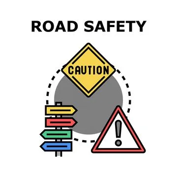 Road safety concept with caution and warning signs Stock-Illustration