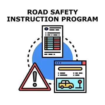 Road safety instruction program concept drawing Stock Illustration