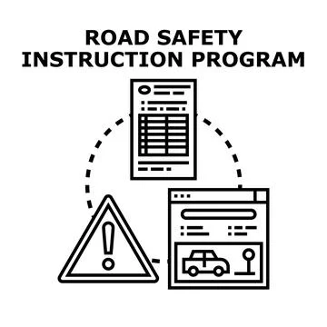 Road safety instruction program concept drawing Stock Illustration