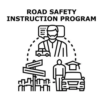 Road safety instruction program for drivers Stockillustratie