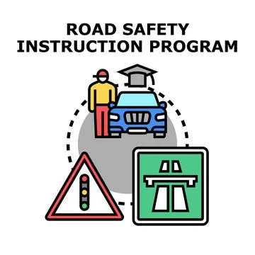 Road safety instruction program for drivers education Stock Illustration