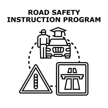 Road safety instruction program for drivers education Stock Illustration