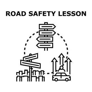 Road safety lesson concept educating drivers about rules Stock Illustration