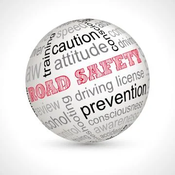 Road safety theme sphere with keywords Stock Illustration