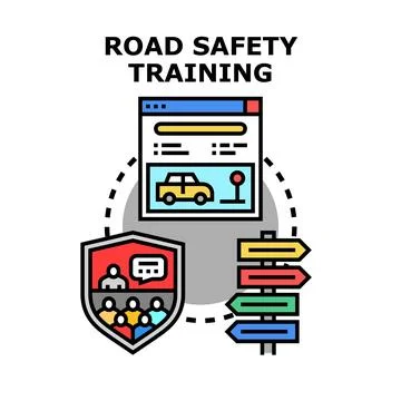 Road safety training concept for safe driving education Stock Illustration