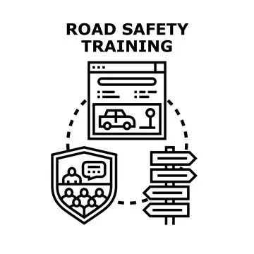 Road safety training concept for safe driving education Stock Illustration