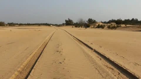 Road in a sand desert Stock Footage 10868124