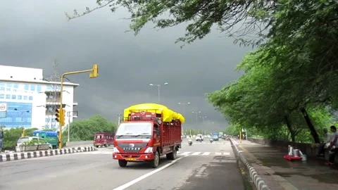 Road scene in delhi Stock Footage 154548253