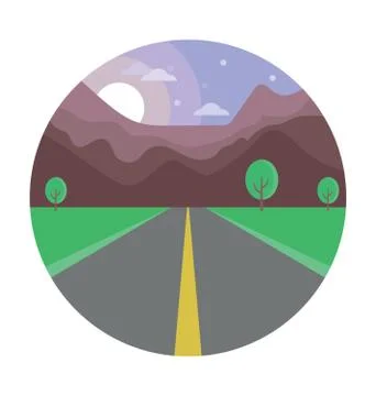 Road Scenery Vector Icon Stock Illustration