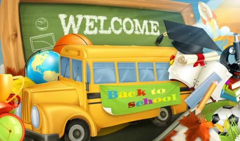 Road to school vector background Illustrazione stock