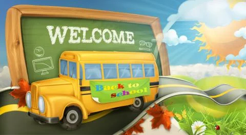 Road to school vector background Stock Illustration