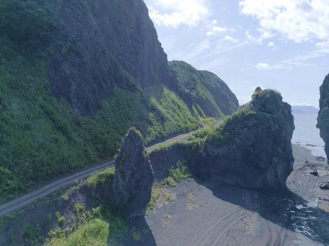 The road of the sea and cliffs Stock Footage 80485802