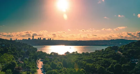 Road with sea view, sunset and clouds time lapse Vídeo Stock 201334994