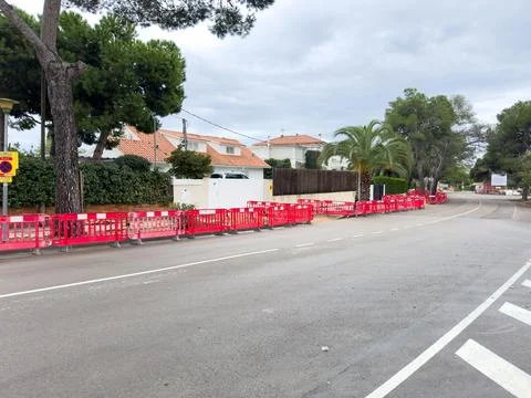 Road section closed for construction works Stock Photos