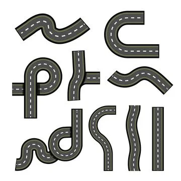 Road segments illustrating path choices and direction changes Stock Illustration