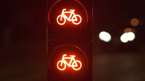 Road semaphore, warning of the movement of bicycles. Stock Footage 107228998