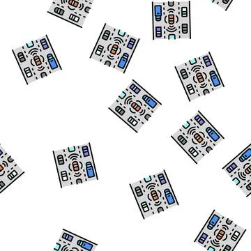 Road sensing self vehicle vector seamless pattern Stock Illustration