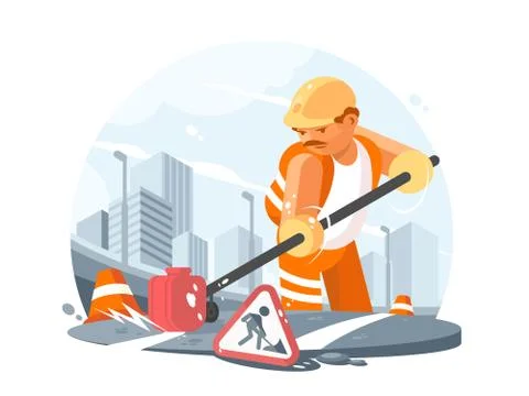 Road service worker Stock Illustration