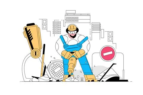 Road service worker Stock Illustration