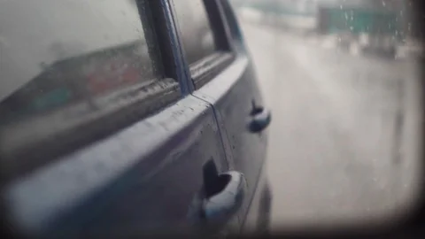 The road in the side mirror of the car Stock Footage 107122922
