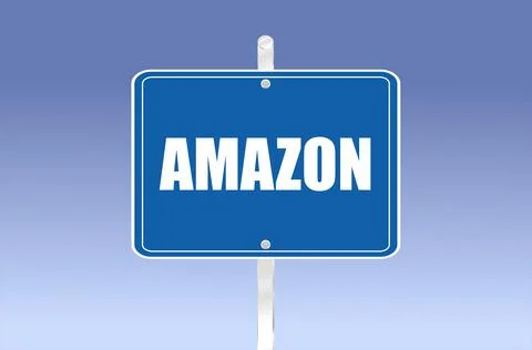 Road sign with Amazon written on it Stock Illustration