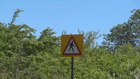 Road sign and trees Stock Footage 92842753