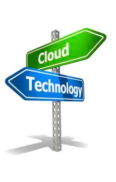 Road sign with cloud technology word Illustrazione stock