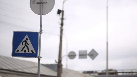 Road sign. "crosswalk" Stock Footage 74374687