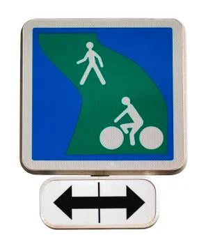 Road sign for the cycle path Stock Photos