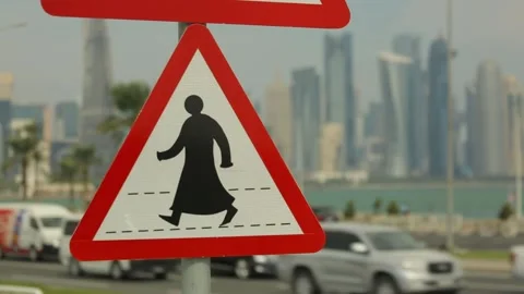 Road sign in Doha, Qatar. Video stock 130879327