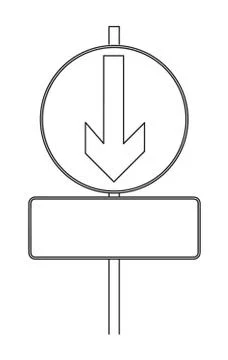 Road sign to the down with empty place Stock Illustration