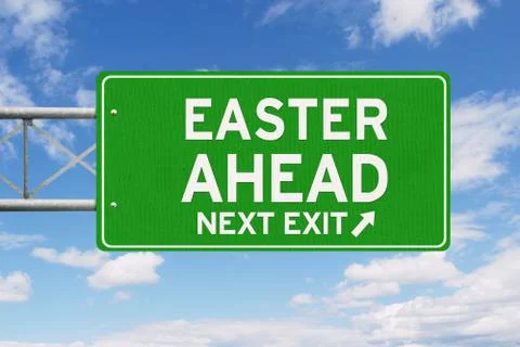 Road sign with Easter Ahead text Stock Illustration