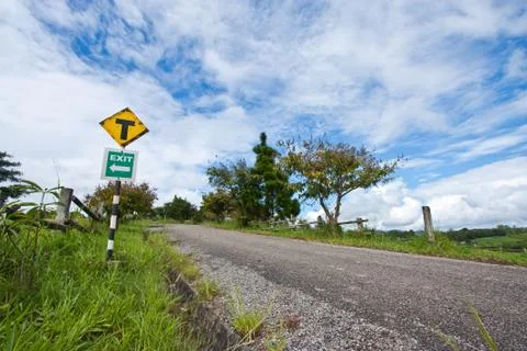 Road with sign exit Foto stock