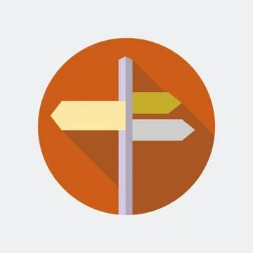 Road Sign Flat Icon Stock Illustration