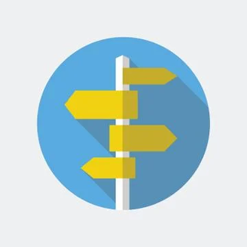 Road Sign Flat Icon Stock Illustration