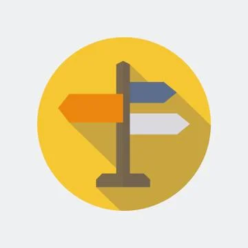 Road Sign Flat Icon Stock Illustration