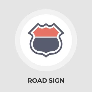 Road sign flat icon Illustrazione stock