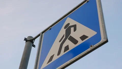 Road sign footpath move aside, low angle Stock Footage 91395727