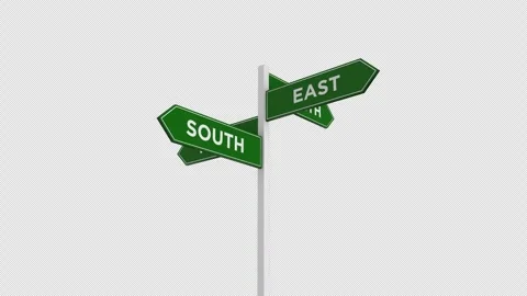 Road sign with four wind direction text Stock Footage 248980025