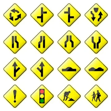 Road Sign Glossy Vector Stock Illustration