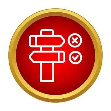 Road sign icon presenting direction choice and decision making Stock Illustration