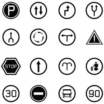 Road sign icon set Stock Illustration