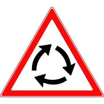 Road sign intersection with circular traffic. Vector image. Stock Illustration